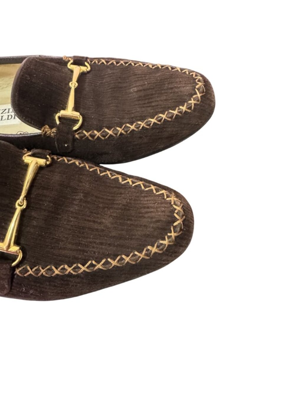 Vintage Patrizia Pancaldi Brown Velvet Loafers Gold Bit Size 8 B Italy - Picture 8 of 8